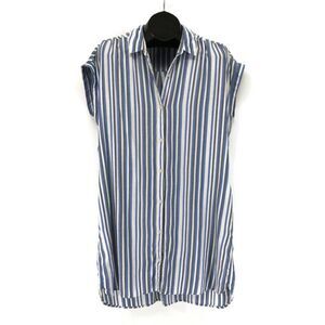 Eddie Bauer Striped Shirt Dress / Tunic Women's Large Pockets Relaxed Casual